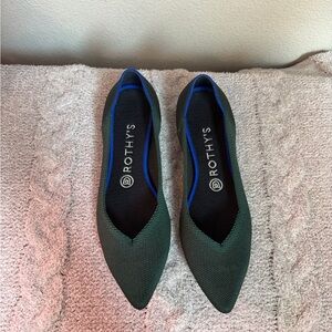 Women’s Rothy’s RARE Retired Emerald Green The Point Luxury Ballet Flats Sz 8